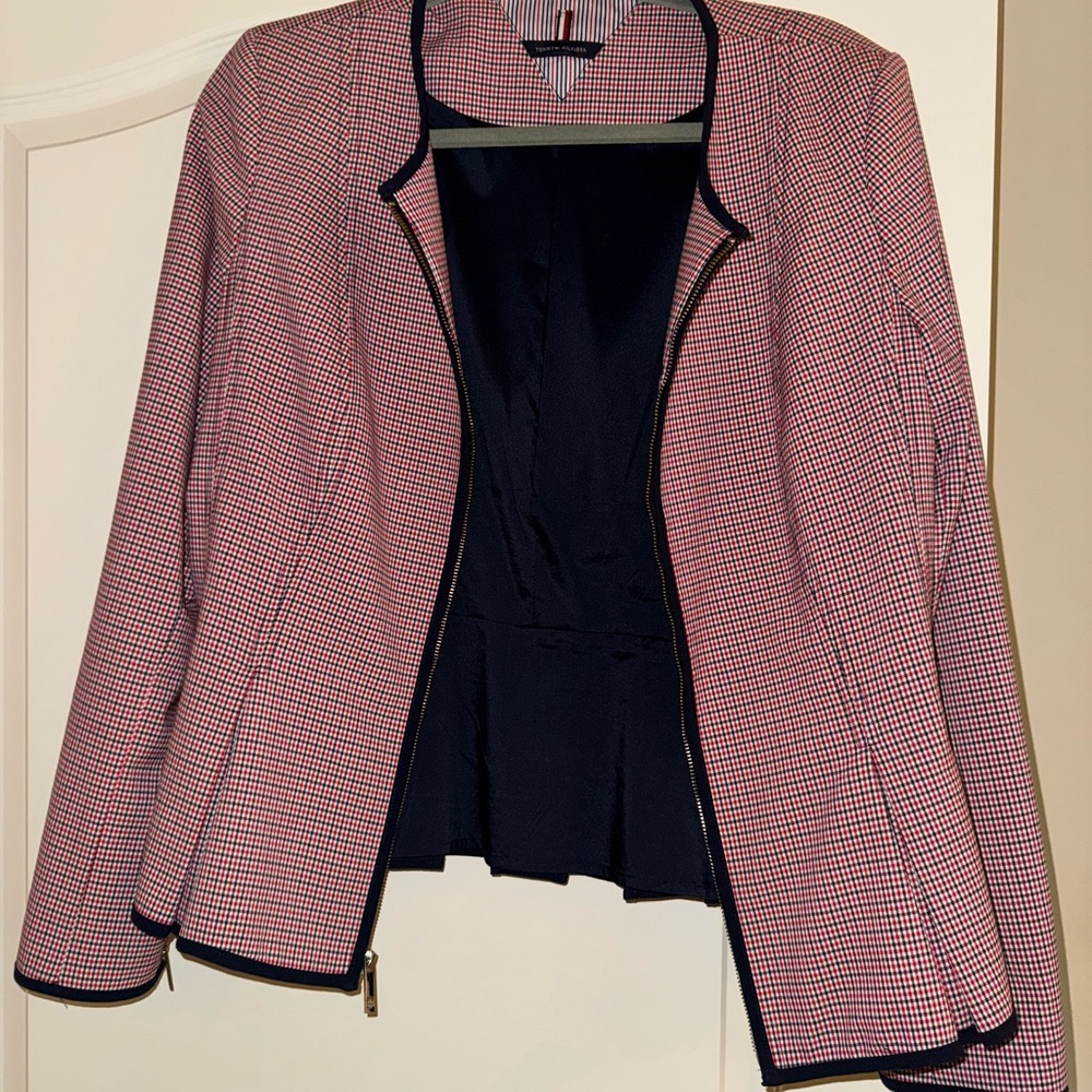Tommy Hilfiger Red and Navy Blazer Lightweight Suit Jacket
